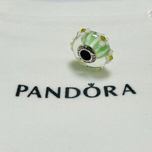 Pandora Green Daisy Murano Charm Glass Love Vintage Bead